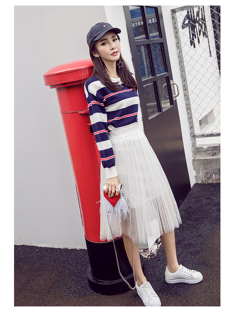 实拍韩版秋冬新款女装长袖套头条纹针织毛衣两件套套装裙子女-2.jpg
