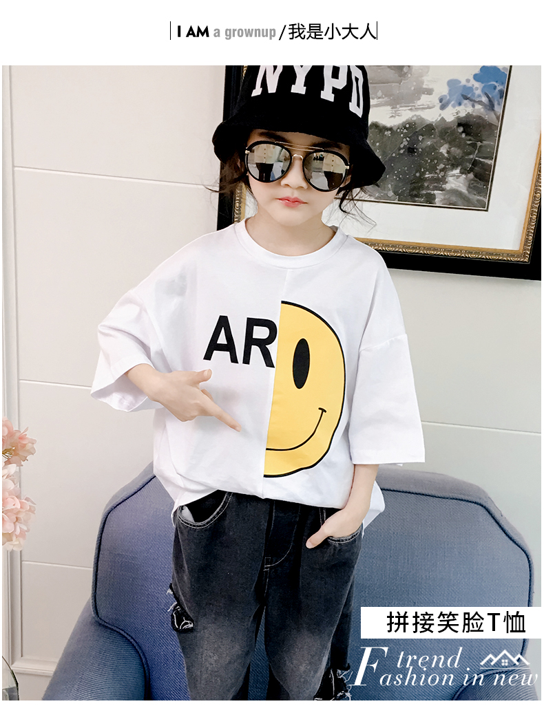 童装女童白色五分袖T恤夏装新款韩版儿童中大童洋气短袖上衣-1.jpg