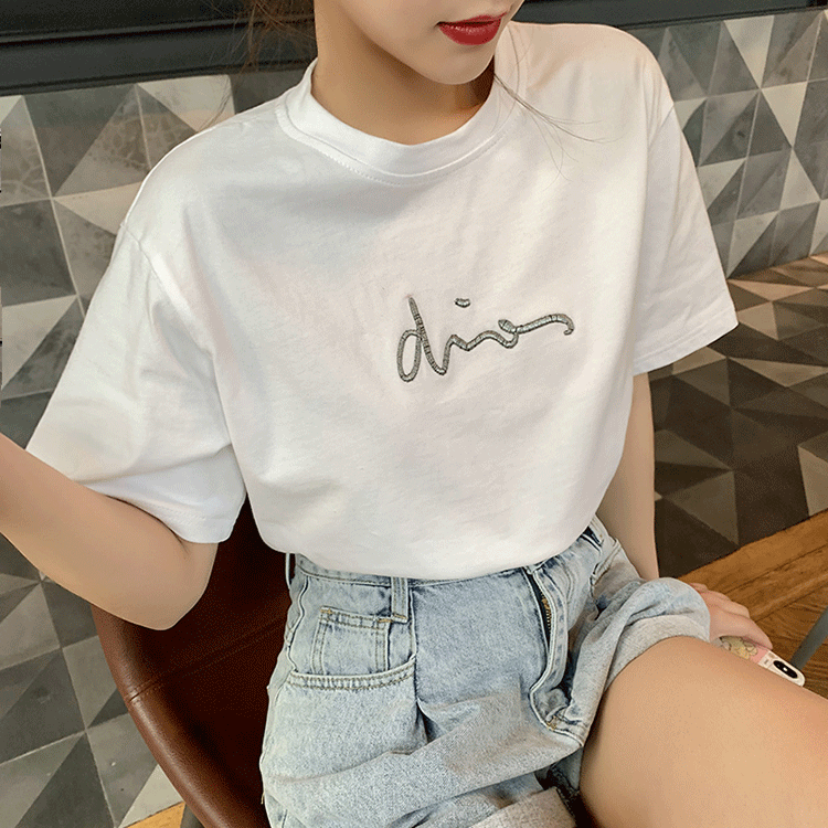 夏季女装新款韩版体恤宽松百搭学生纯色上衣短袖t恤-1.gif