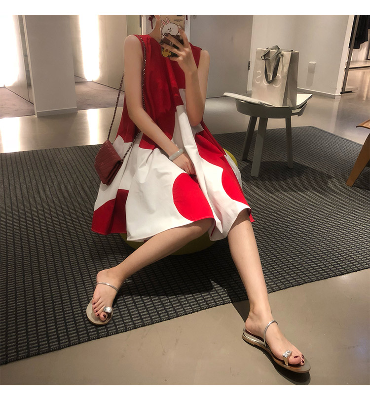 夏季新款拼接设计感圆领可爱无袖很仙的连衣裙红色韩版小清新-2.jpg