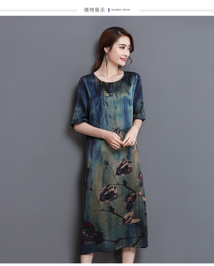 中老年连衣裙中长款桑蚕丝妈妈装中袖大码女装宽松圆领-10.jpg
