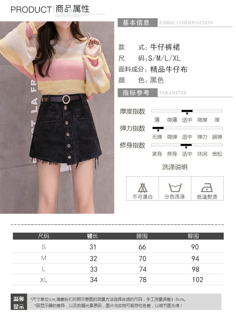 新款女装韩版时尚a字包臀裙裤一排扣毛边港味半身裙-1.jpg
