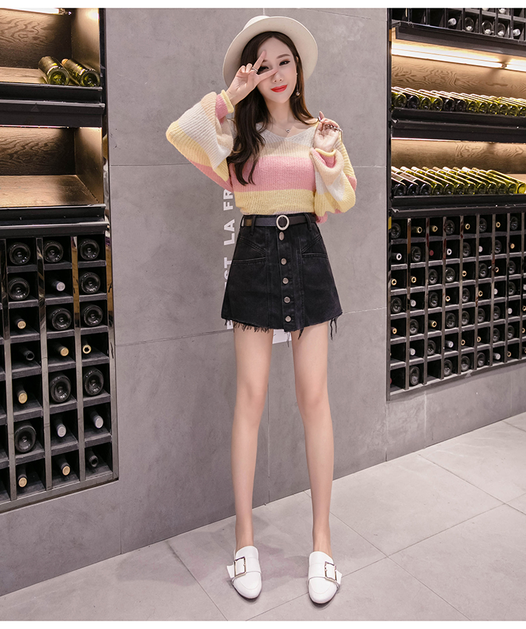 新款女装韩版时尚a字包臀裙裤一排扣毛边港味半身裙-9.jpg
