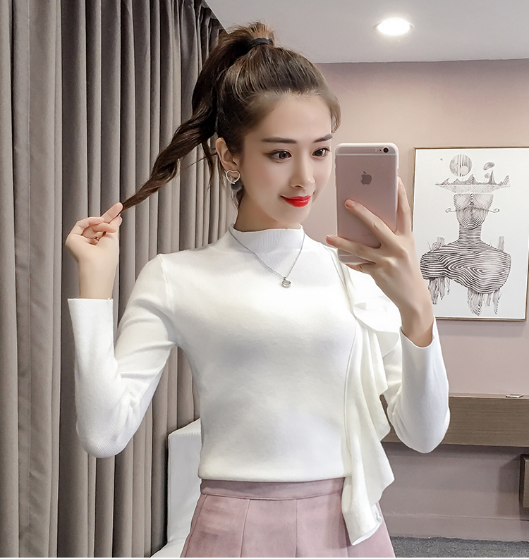 包芯纱 2018秋款新款半高领针织衫修身长袖套头毛衣女-1.jpg