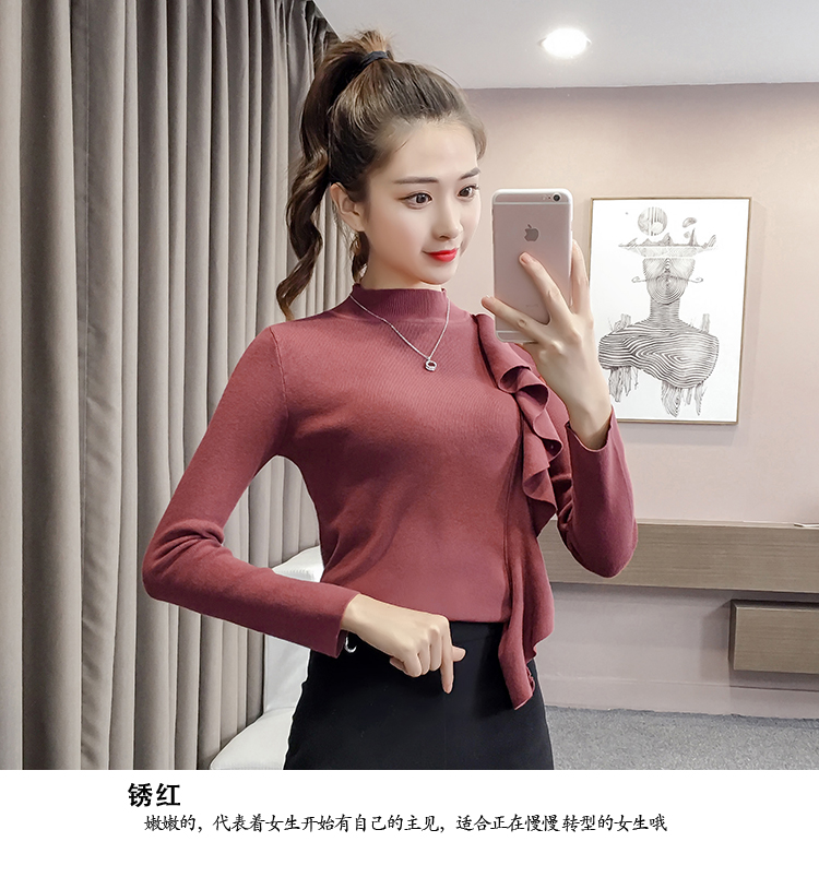 包芯纱 2018秋款新款半高领针织衫修身长袖套头毛衣女-6.jpg