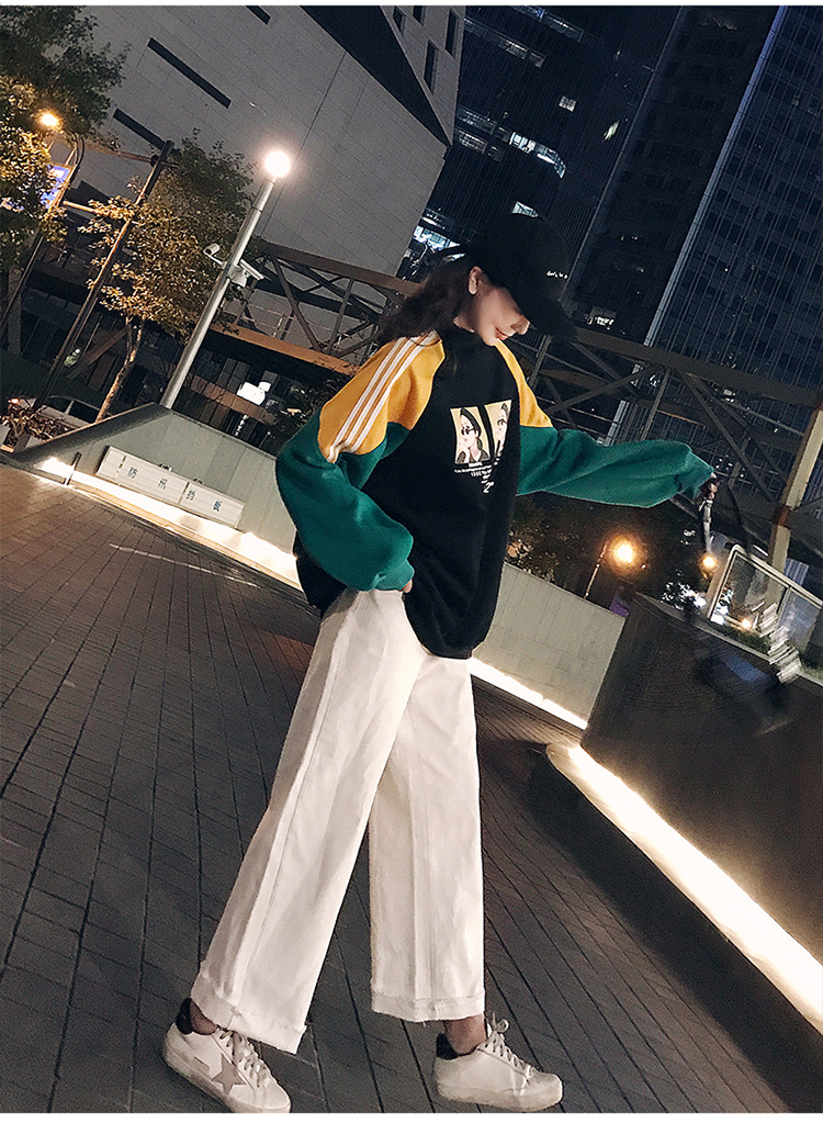 实拍有视频拼色插肩袖套头卫衣女秋冬长袖韩版宽松连帽外套-30.jpg