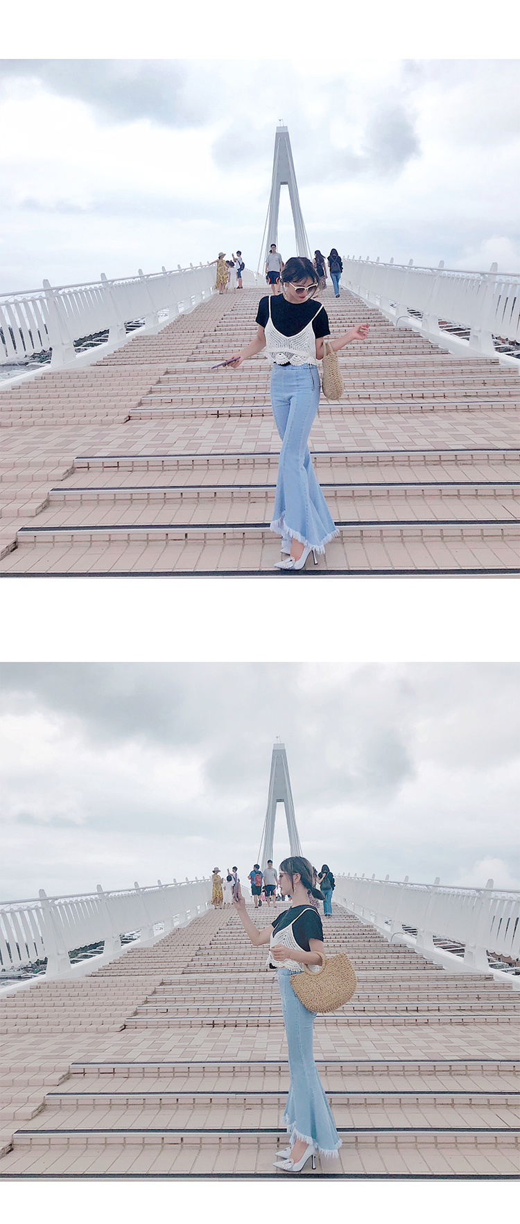 钟倩儿网红同款韩版ins显瘦毛须边网红同款喇叭裤-2.jpg