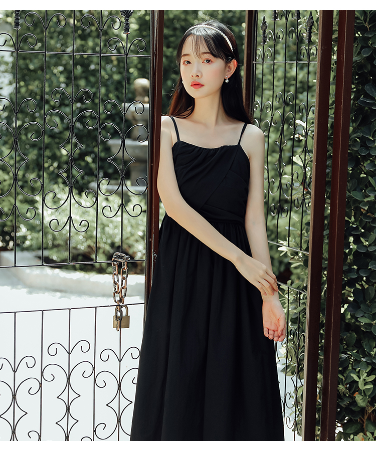 轻复古文艺气质连衣裙夏季海边度假纯色无袖吊带中长裙子-8.jpg