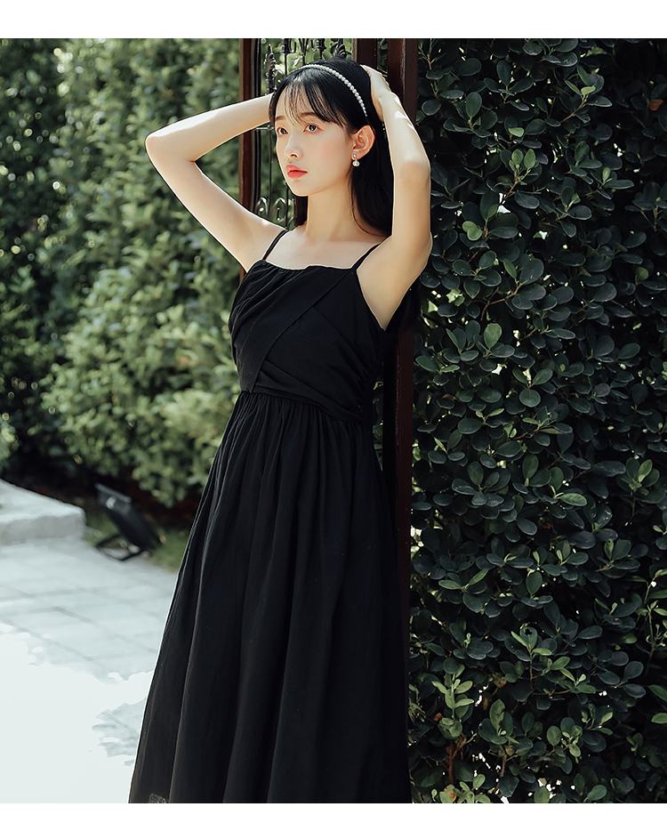 轻复古文艺气质连衣裙夏季海边度假纯色无袖吊带中长裙子-7.jpg