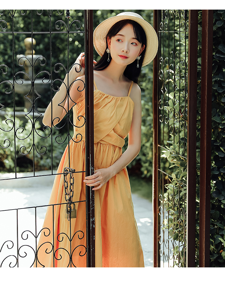 轻复古文艺气质连衣裙夏季海边度假纯色无袖吊带中长裙子-26.jpg