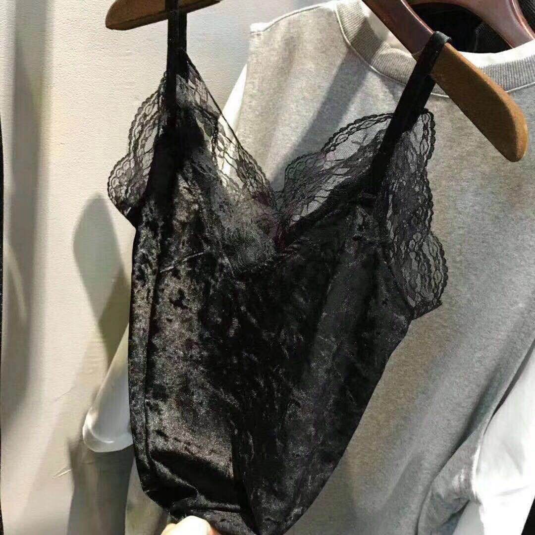 春上新黑色内搭吊带背心韩国新款丝绒钻石绒拼接蕾丝打底衫女-3.jpg