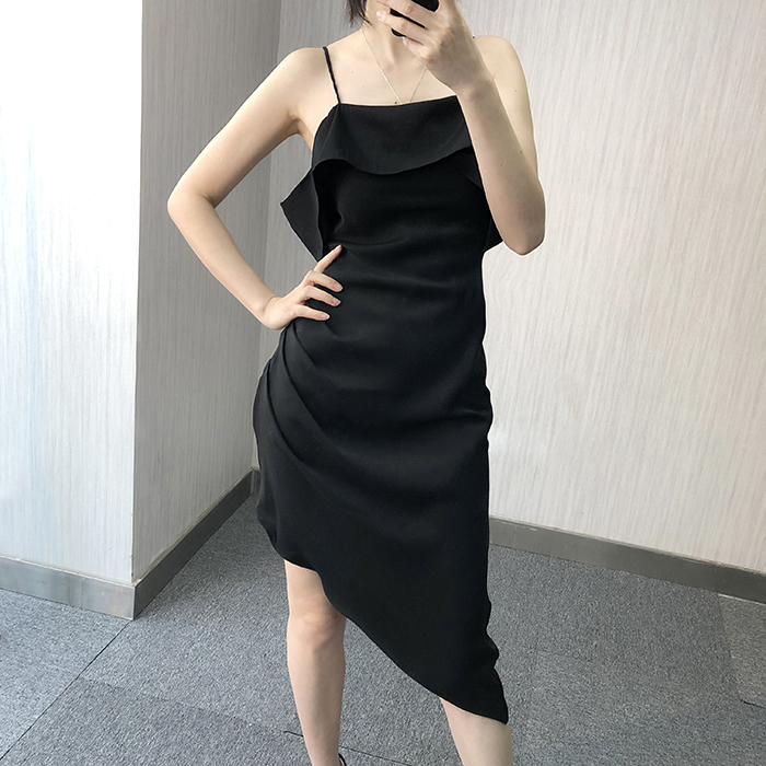 春上新女王范不规则裙摆褶皱设计性感修身吊带连衣裙女礼服裙-23.jpg