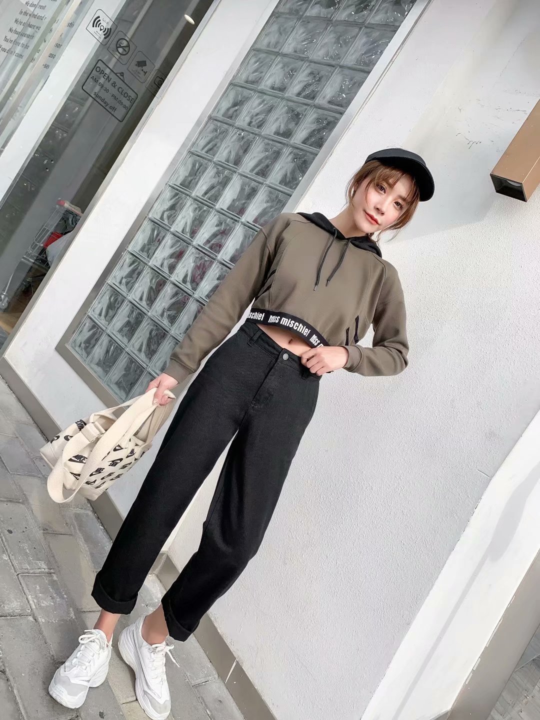 军绿色直筒牛仔裤女春上新学生韩版宽松阔腿高腰老爹裤-8.jpg