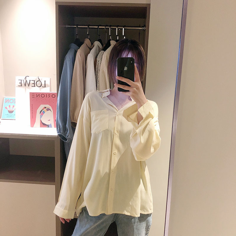 春上新韩版西瓜红V领上衣女水洗棉学生百搭长袖打底衬衫-14.jpg