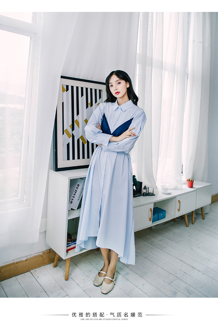 春装女新款文艺中长款假两件长袖衬衫连衣裙学生长裙子-4.jpg