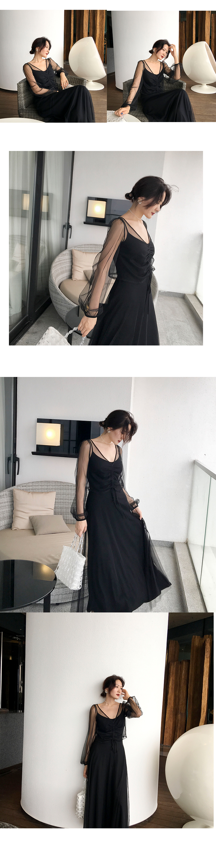 法式复古裙吊带网纱连衣裙女夏季两件套法国小众洋气新款-15.jpg
