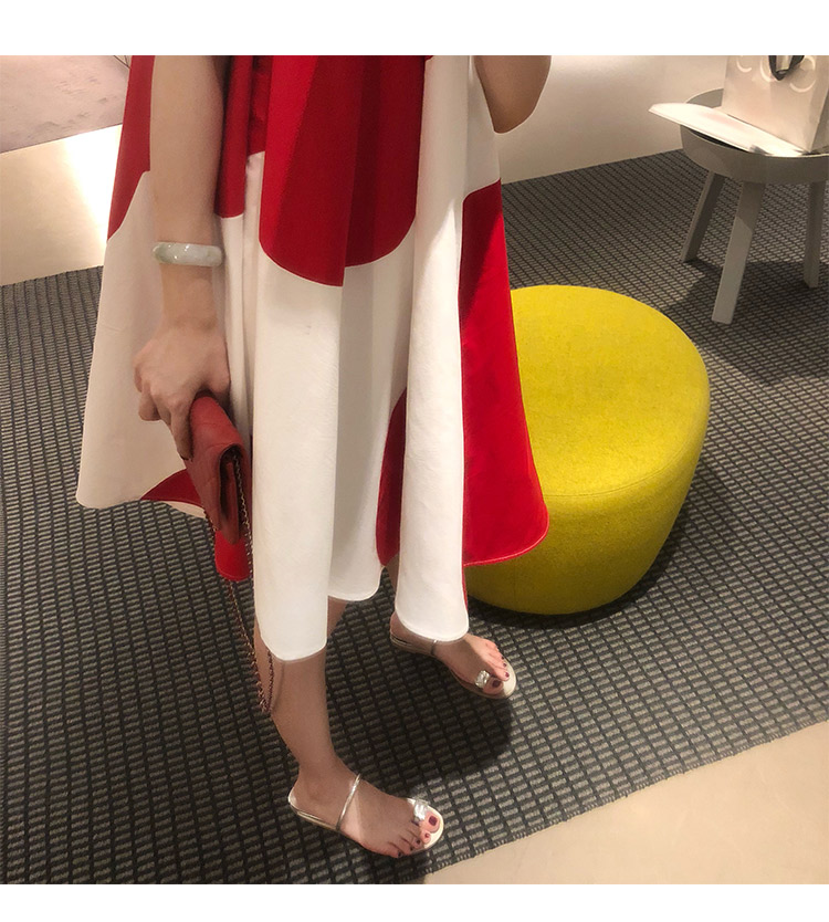 夏季新款拼接设计感圆领可爱无袖很仙的连衣裙红色韩版小清新-1.jpg