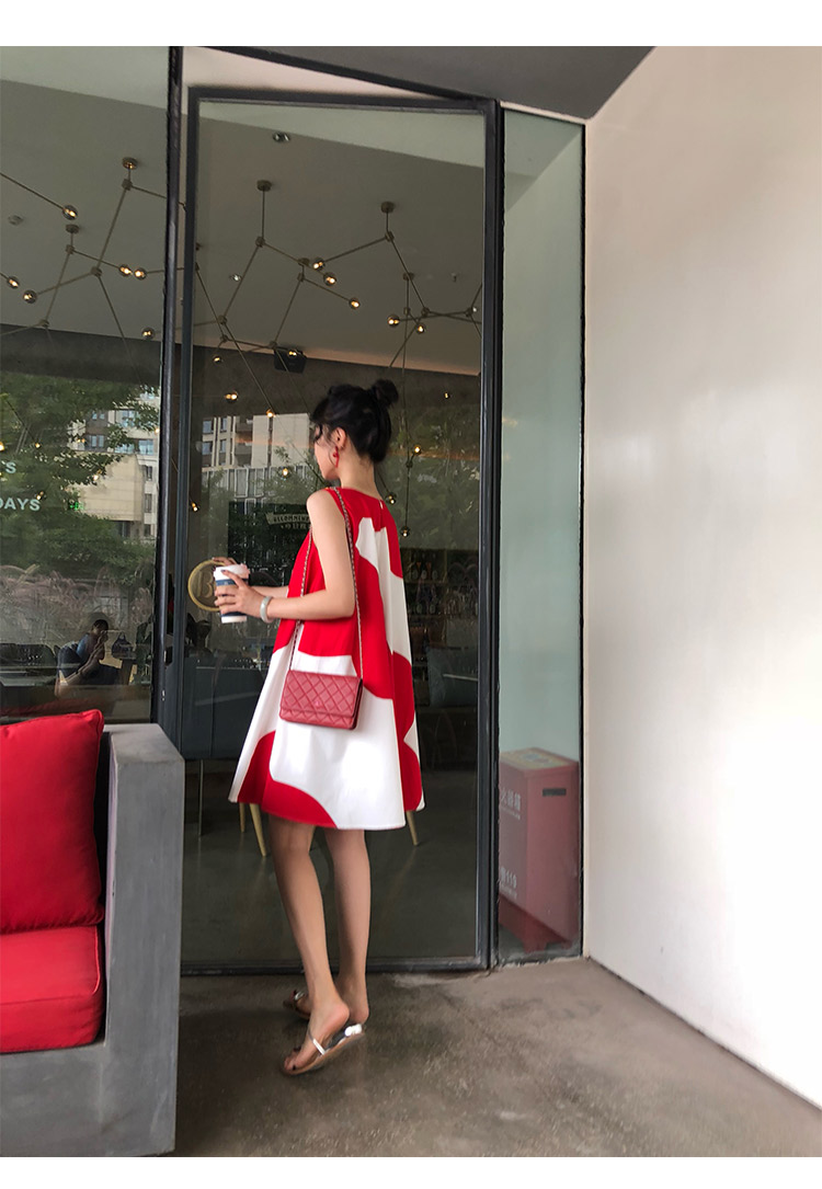 夏季新款拼接设计感圆领可爱无袖很仙的连衣裙红色韩版小清新-10.jpg