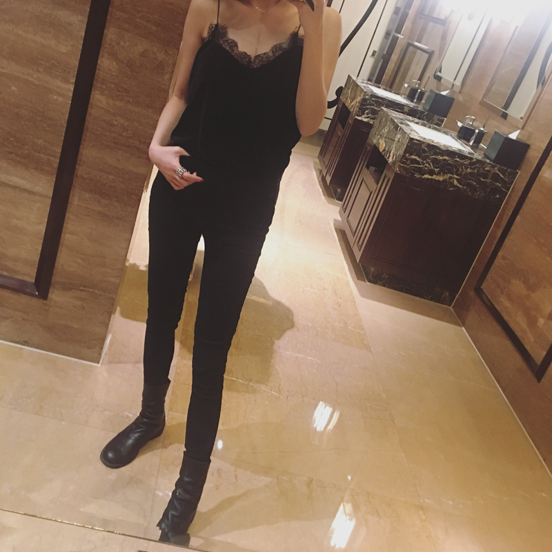 妩媚小女人春夏超美睫毛蕾丝拼丝绒V领百搭性感小吊带背心-6.jpg