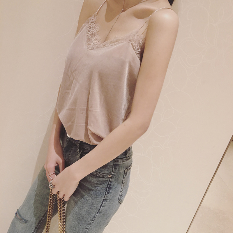 妩媚小女人春夏超美睫毛蕾丝拼丝绒V领百搭性感小吊带背心-15.jpg