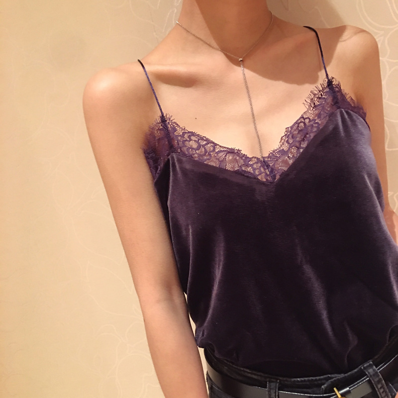 妩媚小女人春夏超美睫毛蕾丝拼丝绒V领百搭性感小吊带背心-29.jpg