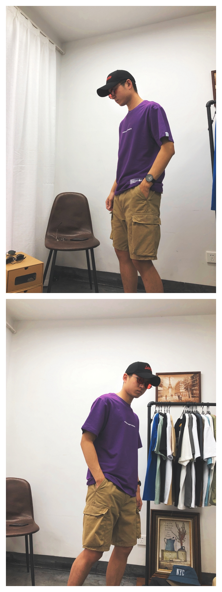 字母胶印纯色圆领宽松纯棉短袖t恤潮男时尚青年夏季休闲短T半袖-9.jpg