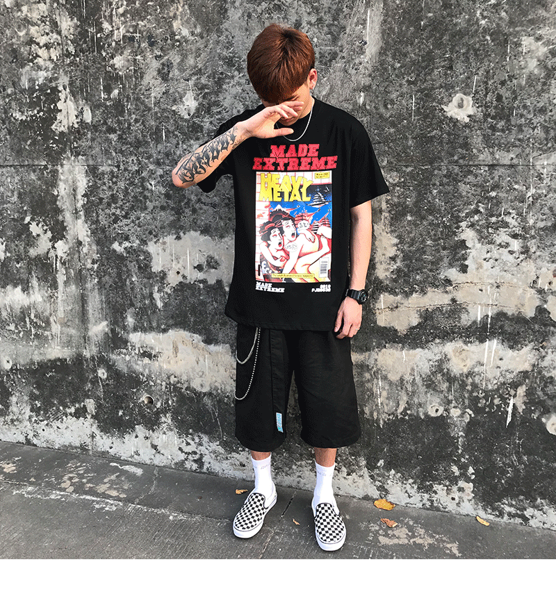原创自制国潮圆领纯棉短袖男恶搞印花T恤日系街头oversize百搭女-3.gif