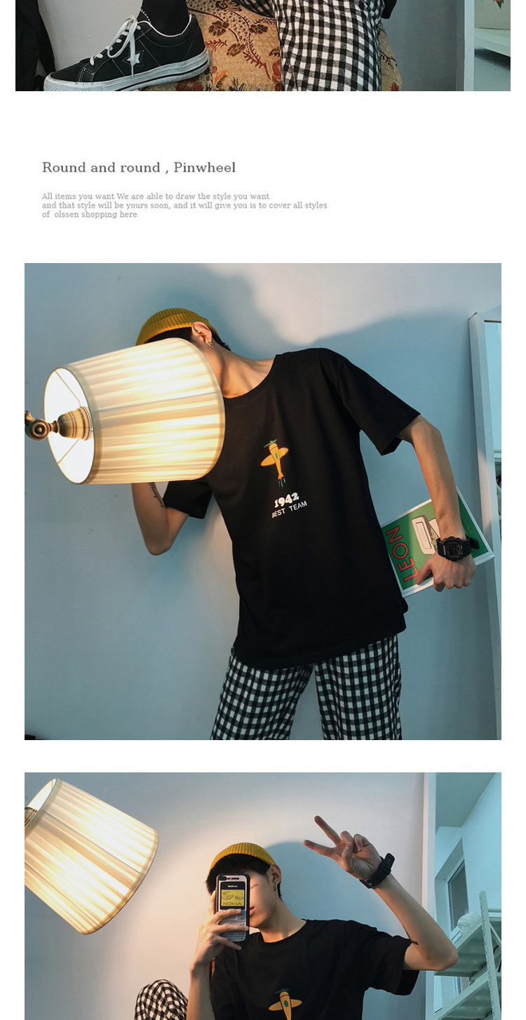 韩版夏季新款纯棉文艺青年百搭男装卡通飞机圆领短袖印花T恤情侣-7.jpg