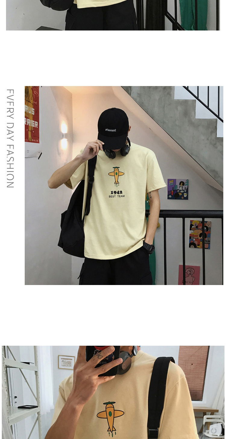 韩版夏季新款纯棉文艺青年百搭男装卡通飞机圆领短袖印花T恤情侣-10.jpg