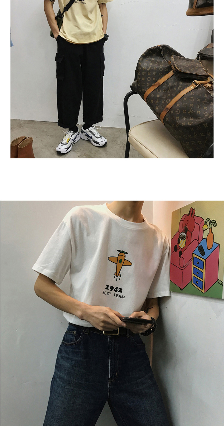 韩版夏季新款纯棉文艺青年百搭男装卡通飞机圆领短袖印花T恤情侣-15.jpg