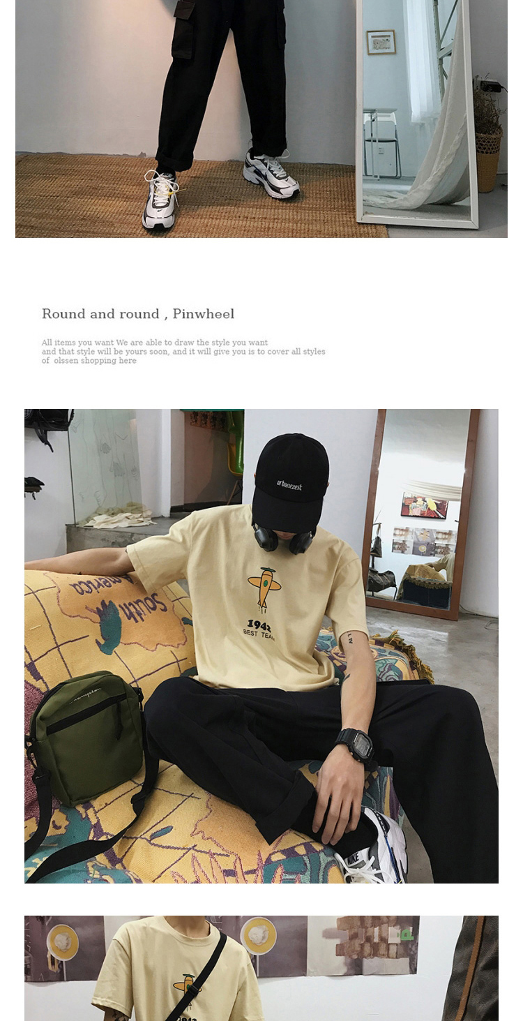 韩版夏季新款纯棉文艺青年百搭男装卡通飞机圆领短袖印花T恤情侣-14.jpg
