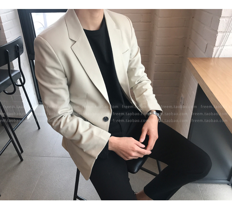 春秋季新品单西服外套米色男青年商务休闲韩版修身短款小西装-13.jpg