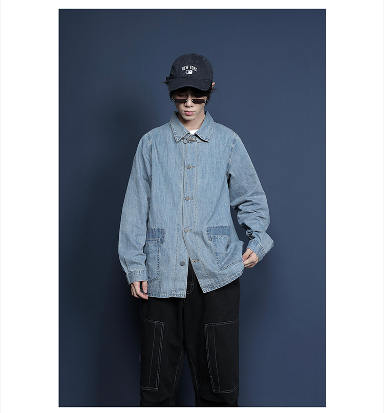 口袋拼布牛仔夹克男女外套上衣浅色薄款日系宽松新品-9.jpg