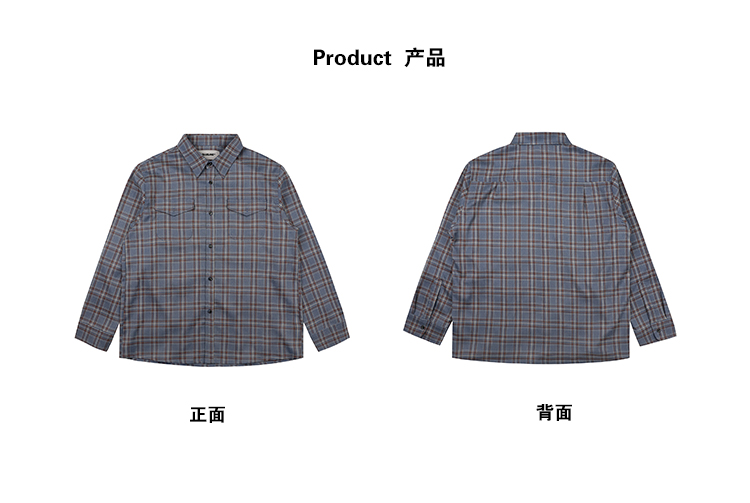 蓝灰色格子衬衫长袖衬衣男女情侣日系复古宽松新品-3.jpg