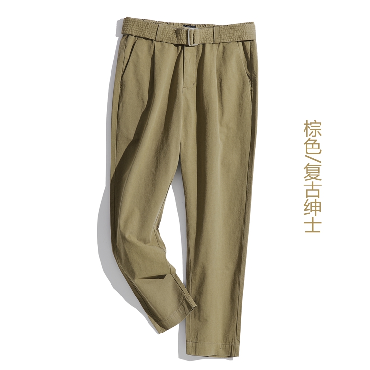 新品配腰带薄款休闲裤男裤春夏男士薄款宽松小脚裤复古高腰工装裤-16.jpg