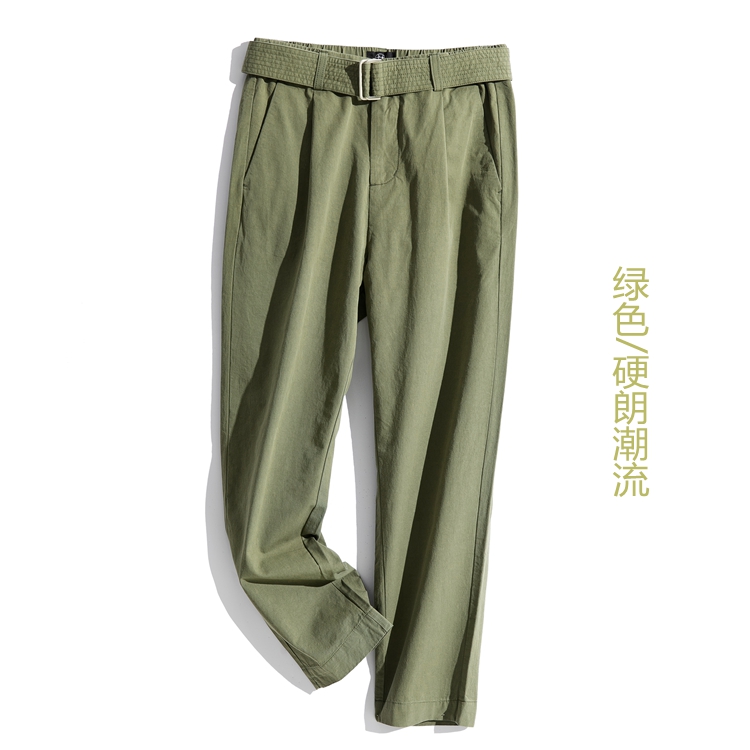 新品配腰带薄款休闲裤男裤春夏男士薄款宽松小脚裤复古高腰工装裤-18.jpg