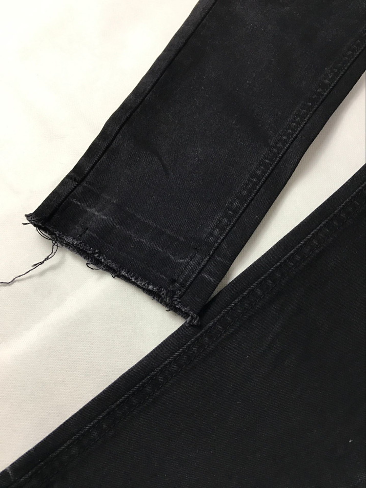新品高质量Skinny Fit黑色破洞紧身弹力牛仔裤毛边百搭小脚裤-4.jpg