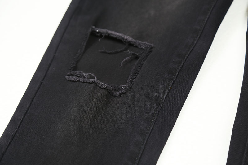 新品高质量Skinny Fit黑色破洞紧身弹力牛仔裤毛边百搭小脚裤-12.jpg