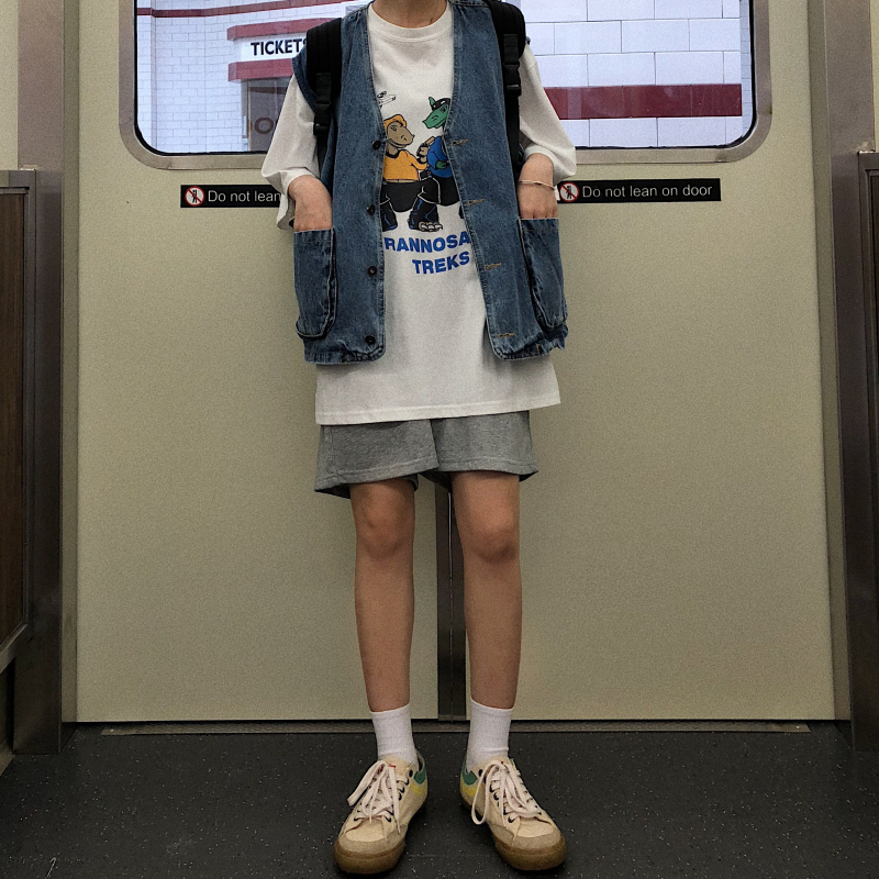 港风恐龙半袖白色t恤女短袖宽松新款港味bf风体恤夏-29.jpg