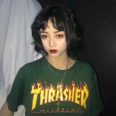 美版现货正品潮牌Thrasher火焰男女情侣大码宽松紫色潮牌短袖T恤-16.jpg